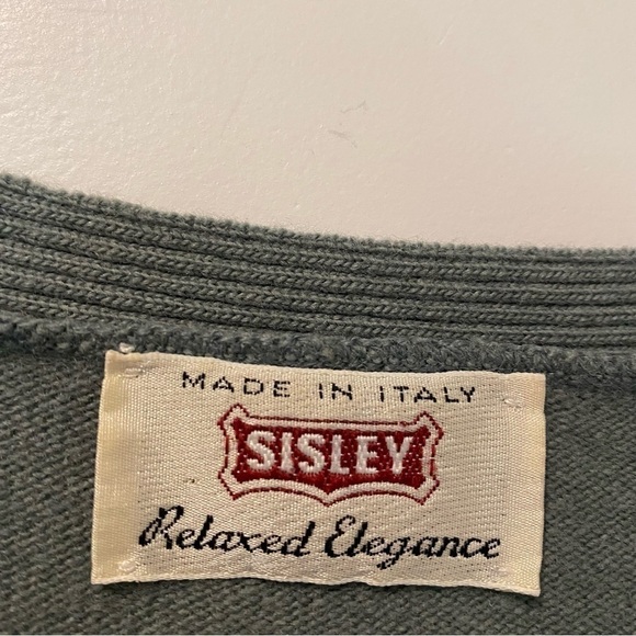 Sisley 100% virgin wool sweater sage womens Medium - Picture 5 of 6